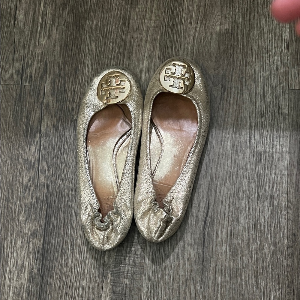 Tory Burch Metallic Gold Flats